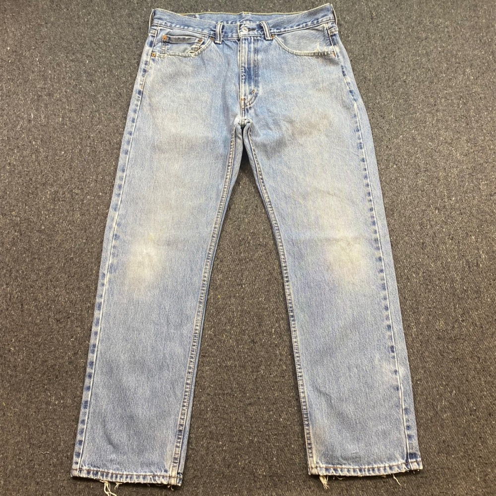 Levi 505 Regular Fit Jeans Sz 34 Mens Blue Grunge Skater Straight Leg Denim